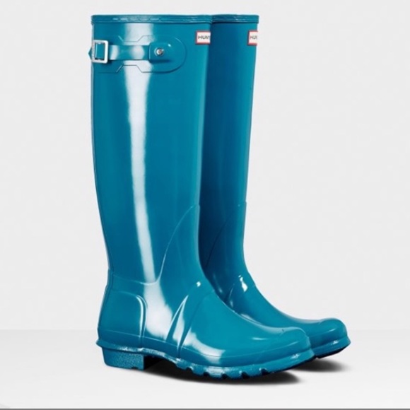 Hunter Shoes Hunter Original Tall Glossy Ocean Blue Rain Boots Poshmark